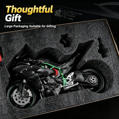 1:9 Kawasaki Ninja H2R with Spray Alloy Motorcycle Model Toy Vehicle Collection Sound and Light off Road Autocycle Toys Car