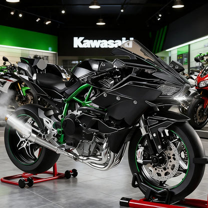1:9 Kawasaki Ninja H2R with Spray Alloy Motorcycle Model Toy Vehicle Collection Sound and Light off Road Autocycle Toys Car