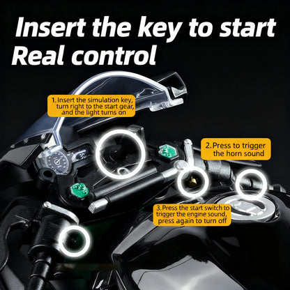 1:9 Kawasaki Ninja H2R with Spray Alloy Motorcycle Model Toy Vehicle Collection Sound and Light off Road Autocycle Toys Car